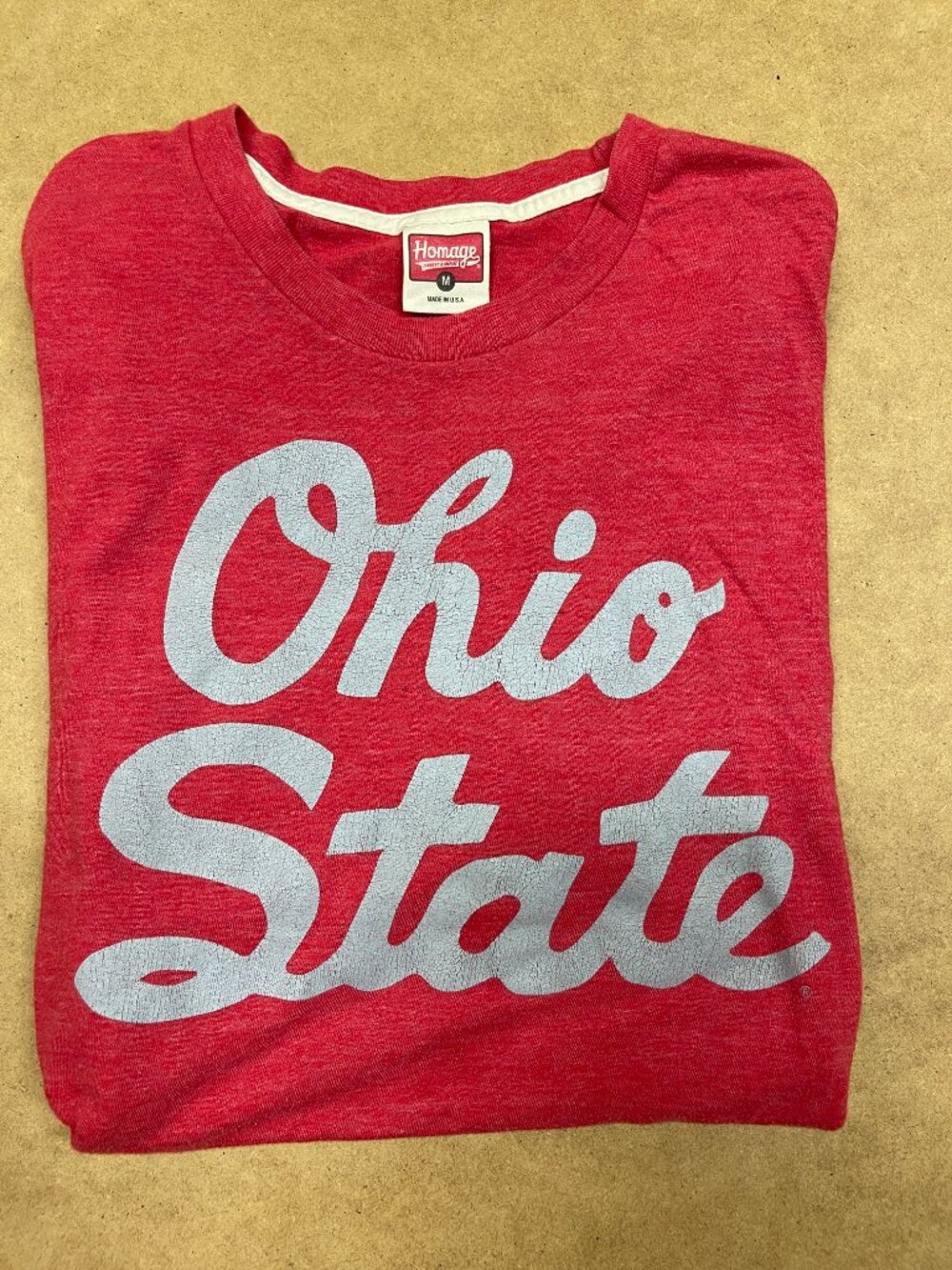 HOMAGE Ohio State University “OSU 1942” Retro Tri-Blend T-Shirt Red Size Medium